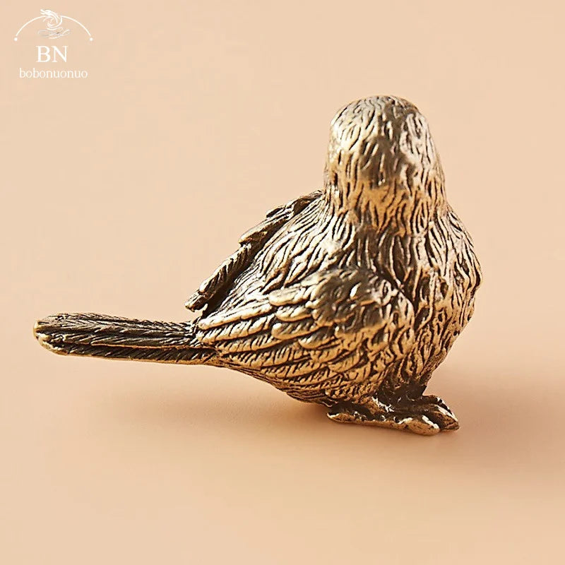 BRASS SPARROW ORNAMENT STATUE - GOTH-O-CLOCK
