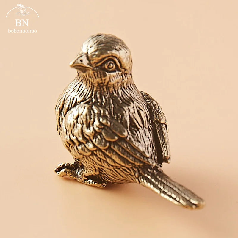 BRASS SPARROW ORNAMENT STATUE - GOTH-O-CLOCK