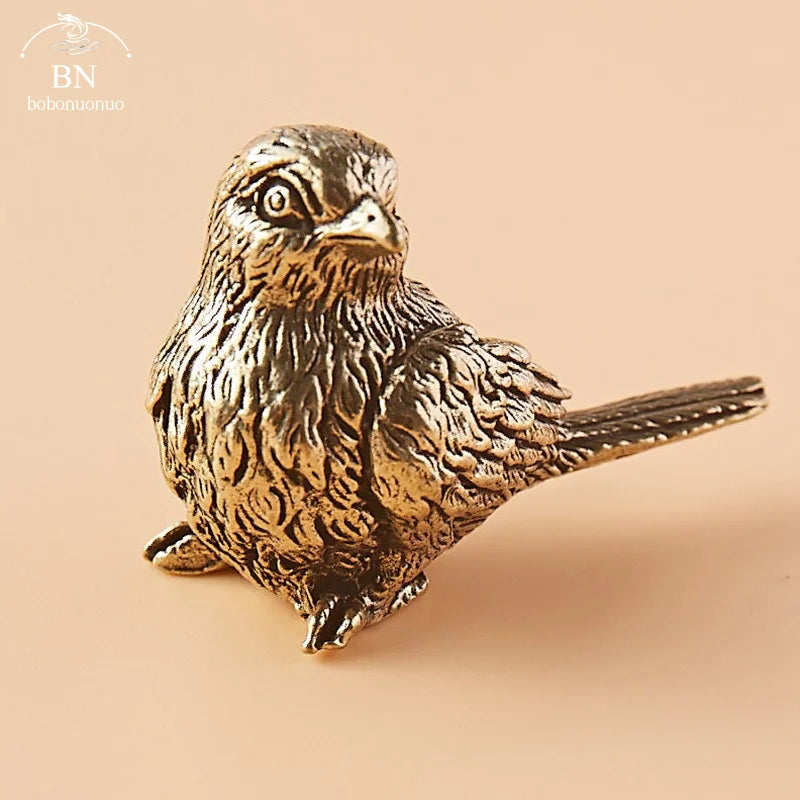 BRASS SPARROW ORNAMENT STATUE - GOTH-O-CLOCK