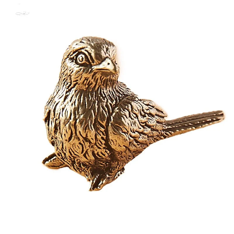 BRASS SPARROW ORNAMENT STATUE - GOTH-O-CLOCK